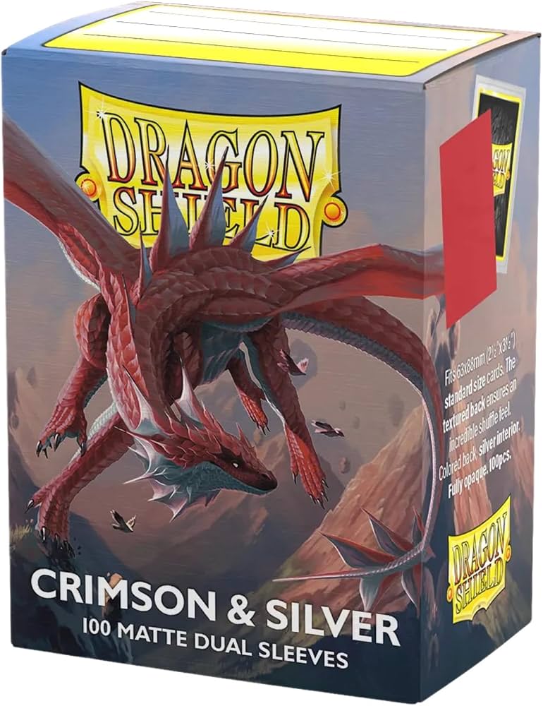 DRAGON SHIELD 100CT BOX DUAL MAT CRIMSON & SILVER